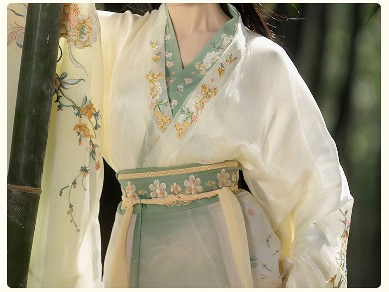 Green Chinese Hanfu Wei Jin Northern and Southern Dynasties Style