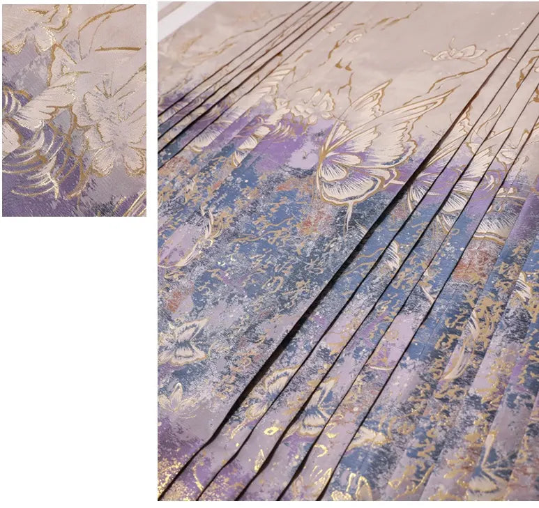 Jacquard Brocade Gold Woven Floral Hanfu Mamian Skirt