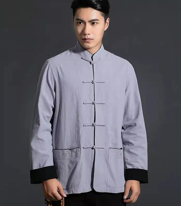 Men's Traditional Chinese gray Tang KongFu Shirt