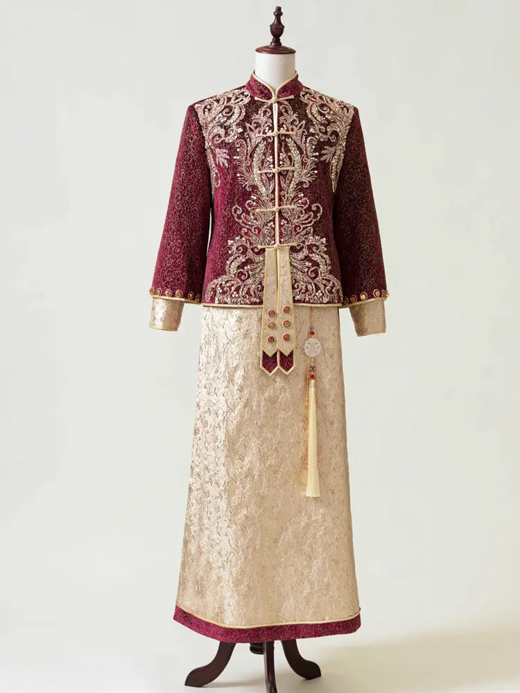 Traditional Chinese Groom Wedding Tang Suit Ma Gua
