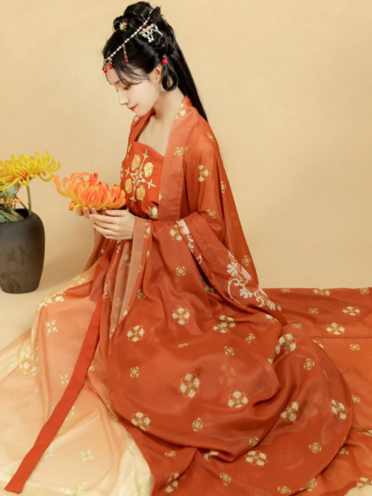Grün/Blaues HanFu-Kleid aus der Tang-Dynastie | Blossom Reverie