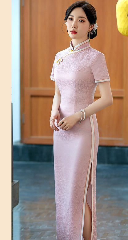 Pink Cheongsam Qipao Dress