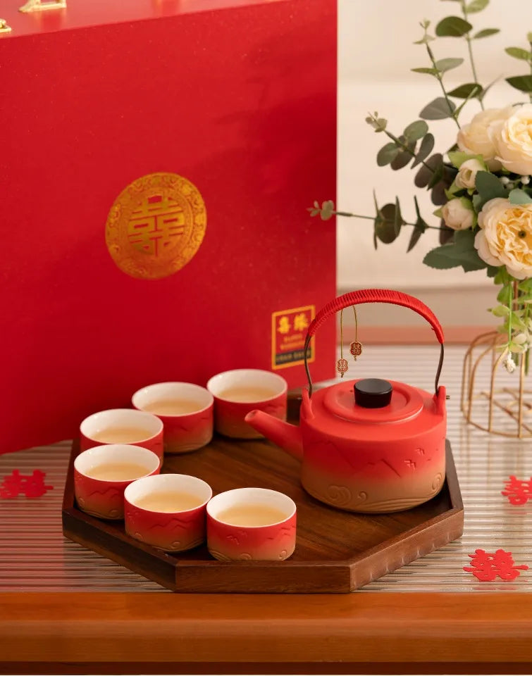 Traditional Chinese Wedding Ceramic Tea Set| Eternal Love