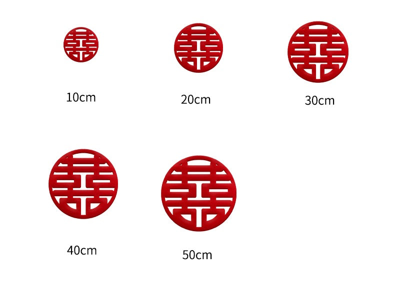 Red Double Happiness Wall Sign | Circle - Oriental Me