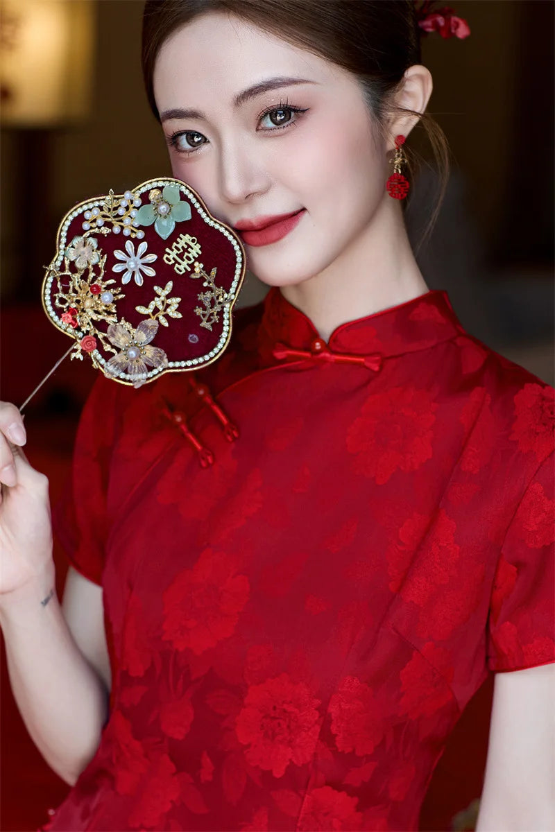 Red Floral Qipao Cheongsam Dress | Crimson Grace