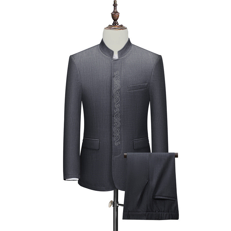 Mandarin Collar Men's Chinese Zhongshan Tang Suit and Trousers Set
