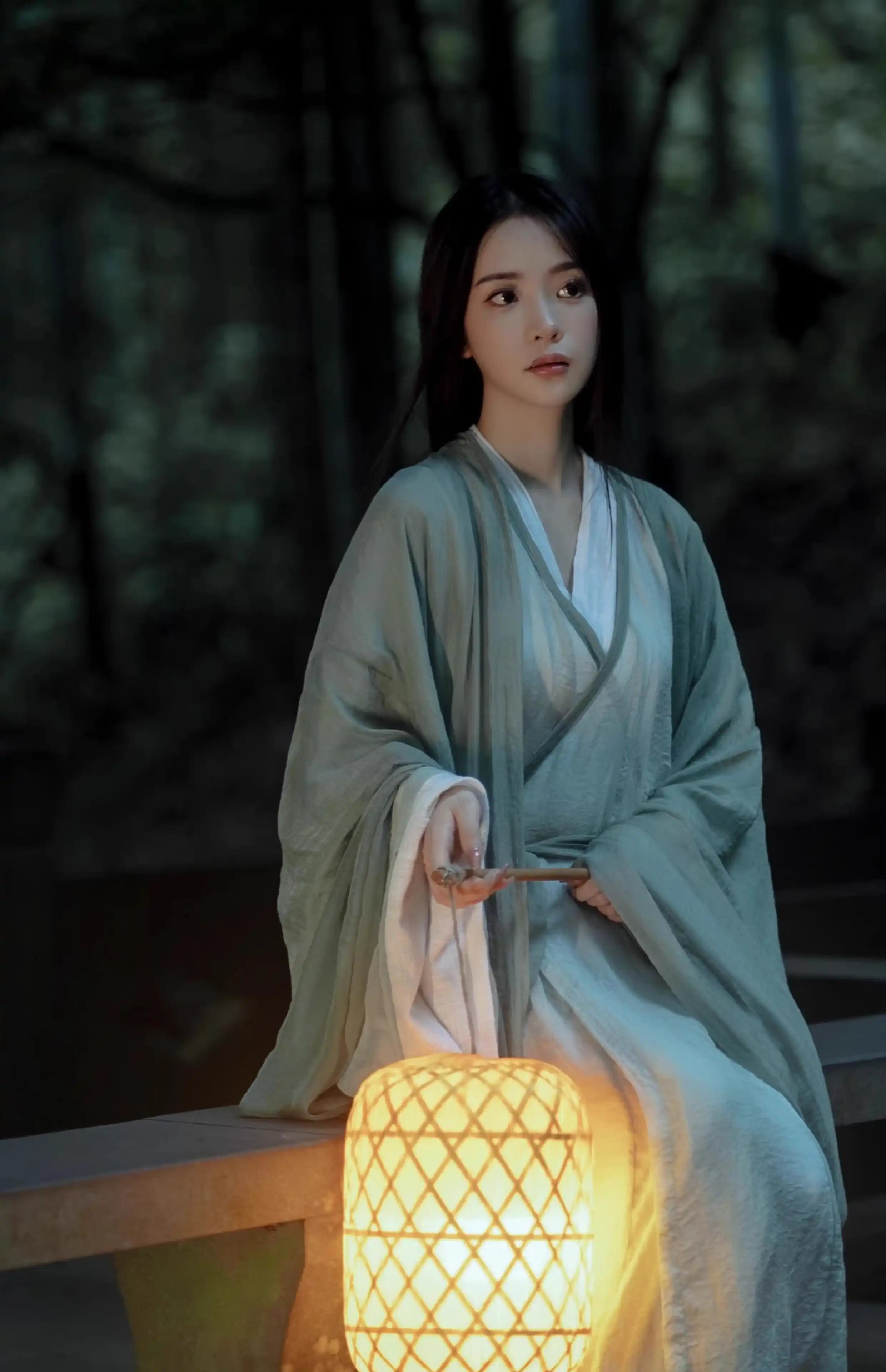 Mist Green  Chinese  Wei Jin Flowing  Hanfu Dress