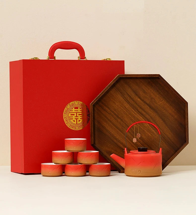 Traditional Chinese Wedding Ceramic Tea Set| Eternal Love