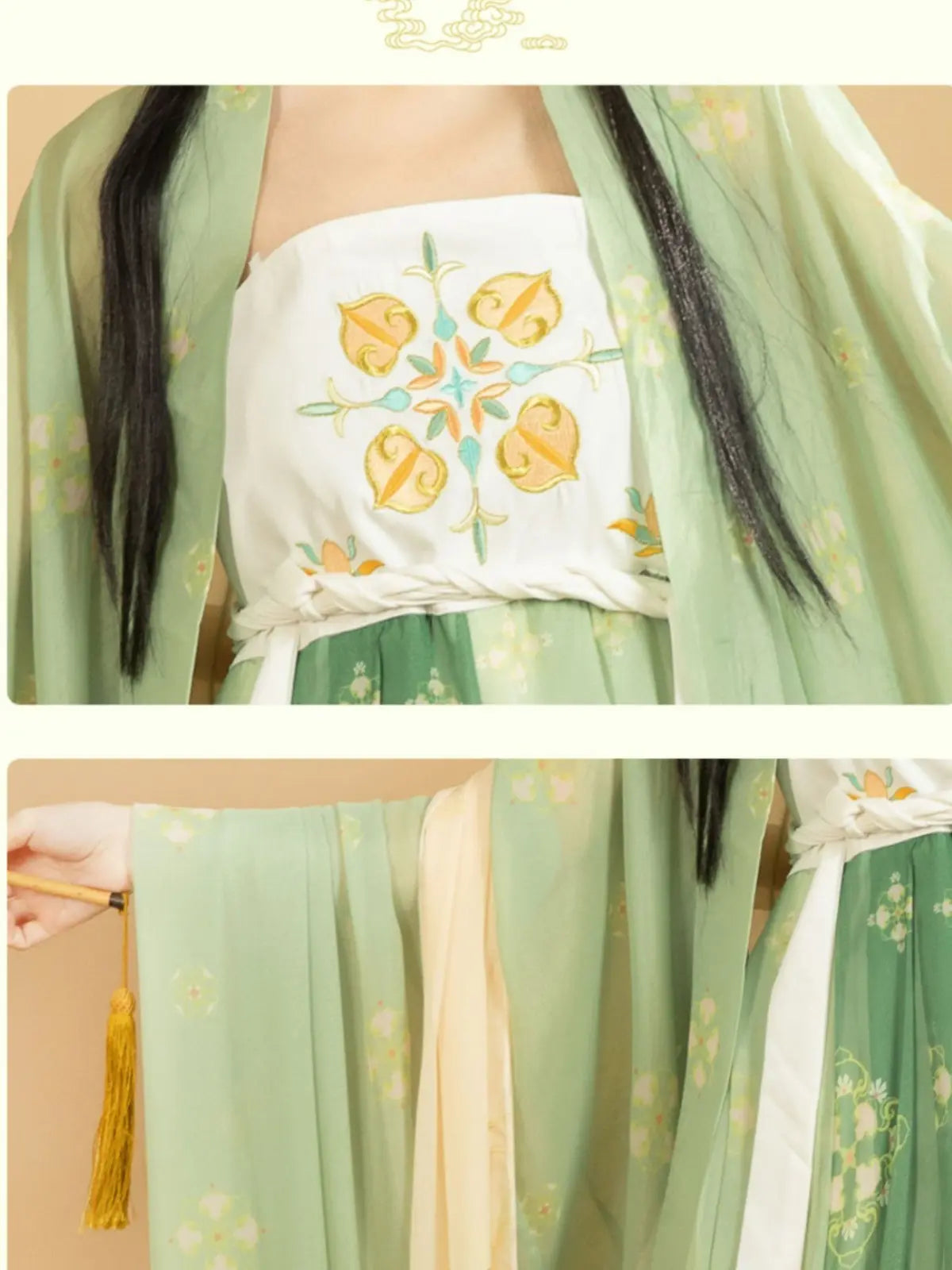 Grün/Blaues HanFu-Kleid aus der Tang-Dynastie | Blossom Reverie