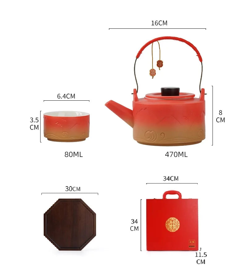 Traditional Chinese Wedding Ceramic Tea Set| Eternal Love