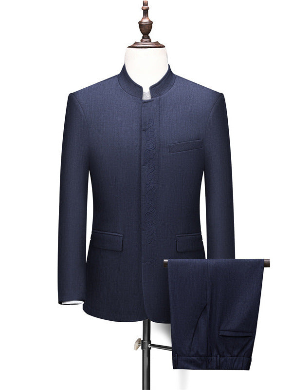 Mandarin Collar Men's Chinese Zhongshan Tang Suit and Trousers Set