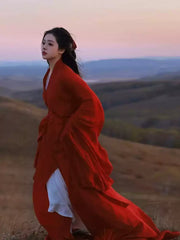 Red Wei-Jin dynasty  Flowing Chinese Hanfu Dress
