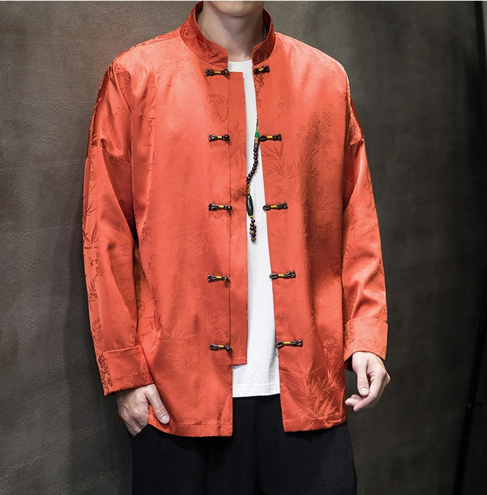 Orange Chinese Jacquard  Tang Jacket