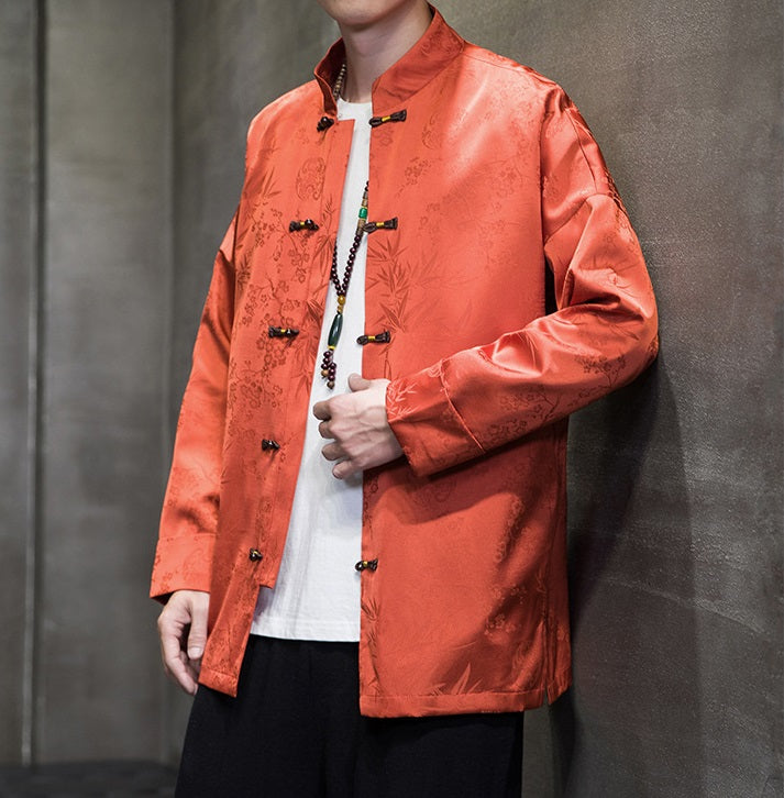 Orange Chinese Jacquard  Tang Jacket