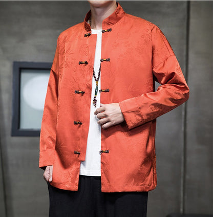 Orange Chinese Jacquard  Tang Jacket