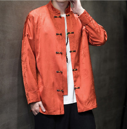 Orange Chinese Jacquard  Tang Jacket