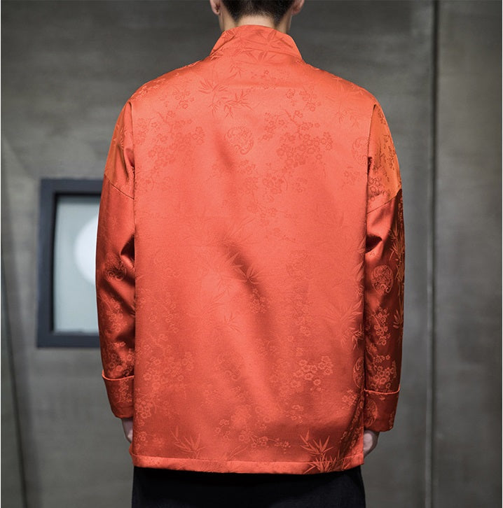 Orange Chinese Jacquard  Tang Jacket back