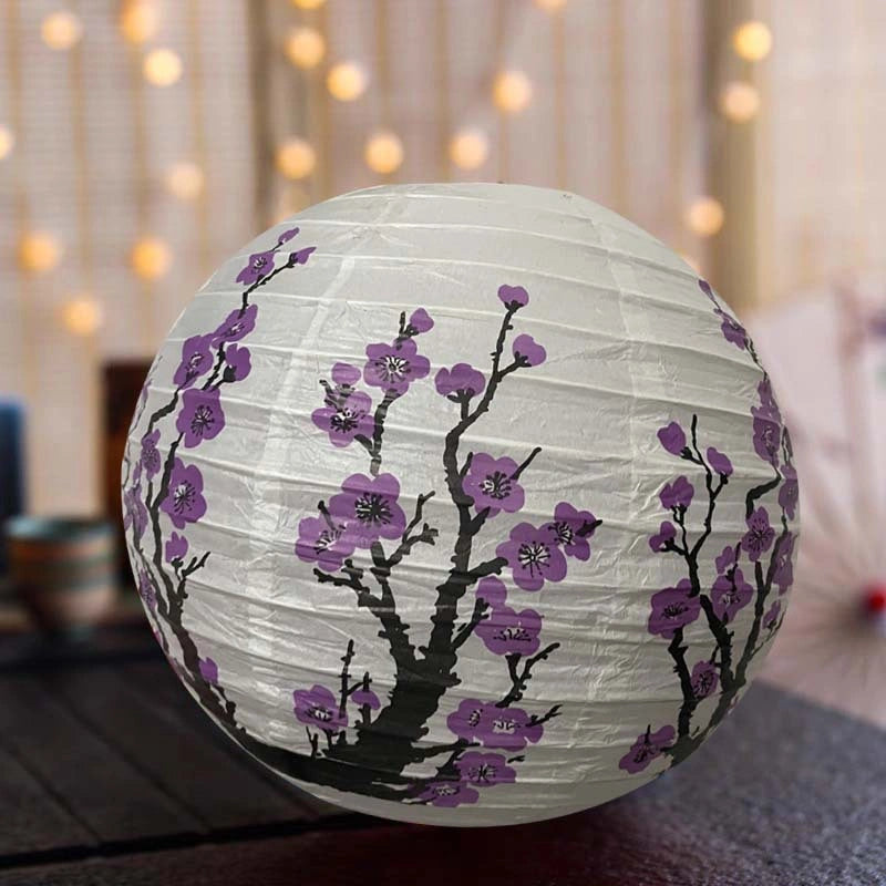 Oriental Plum Blossom Round Paper Lanterns