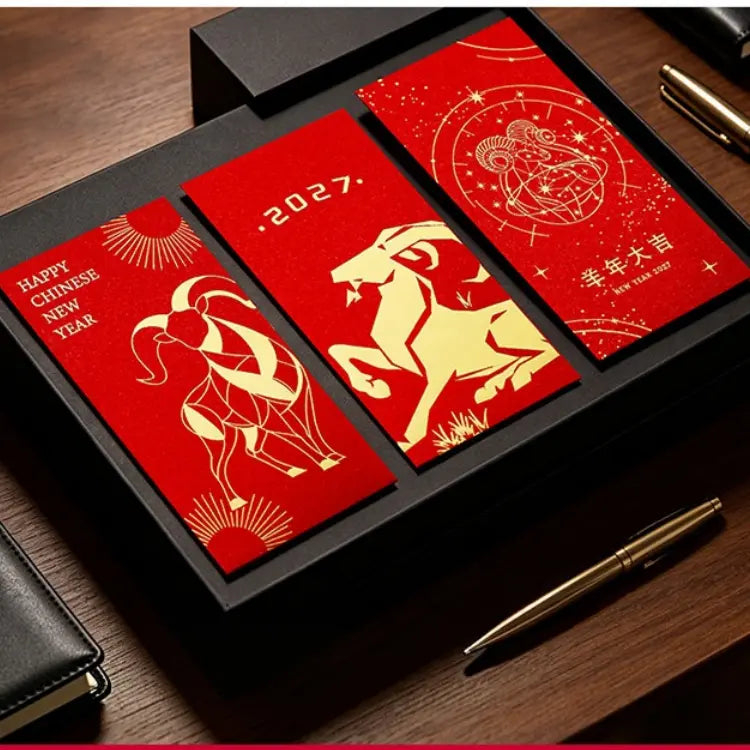 Personalizable Year of Goat 2027 Red Envelopes/Hongbao / Lai See Pack 