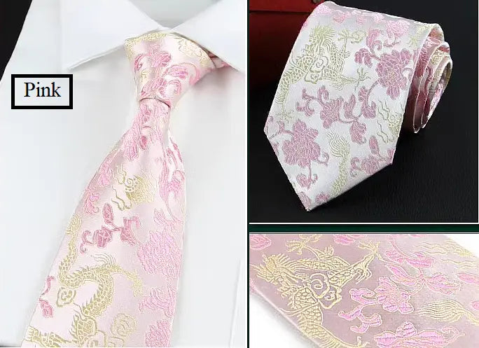 Pink Brocade Dragon Necktie