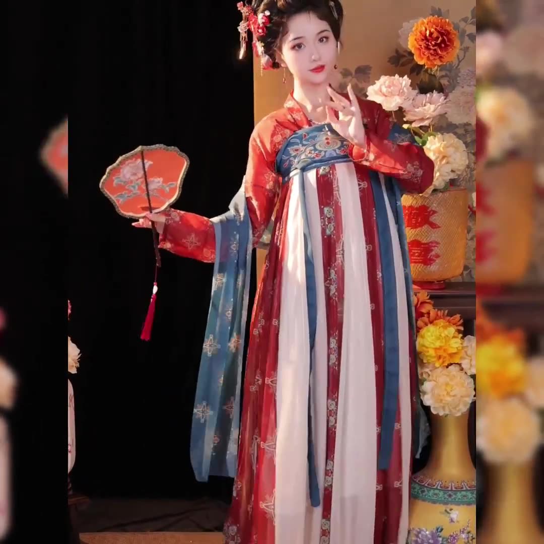Red Blue Tang Dynasty HanFu Dress