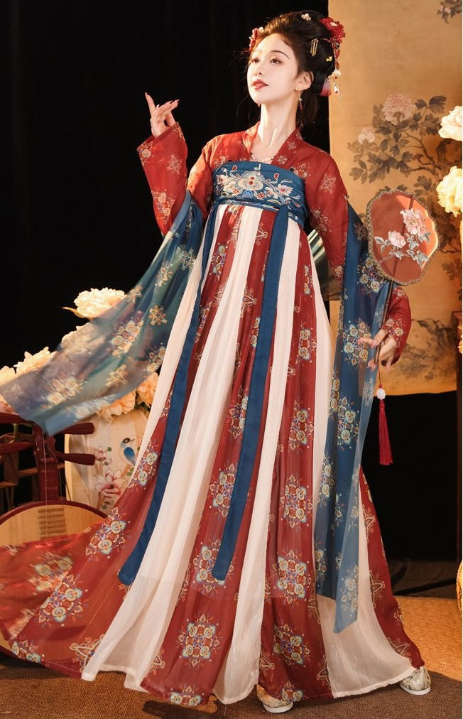 Red Blue Tang Dynasty HanFu Dress