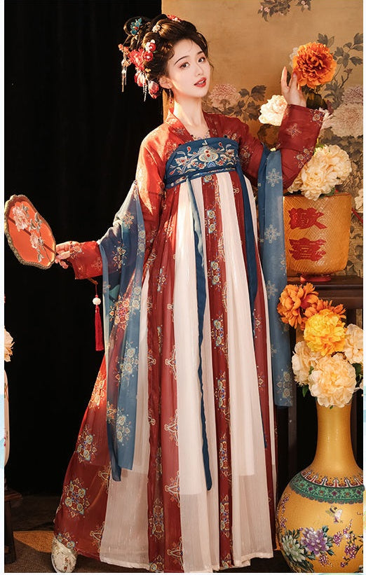 Red Blue Tang Dynasty HanFu Dress