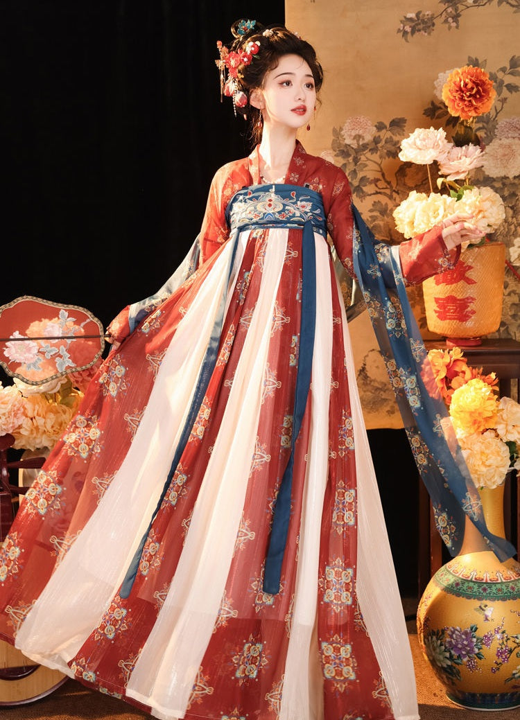 Red Blue Tang Dynasty HanFu Dress