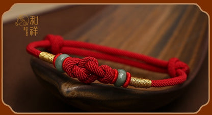 Red String Jade Luck Fortune Love Knot Braided Bracelet