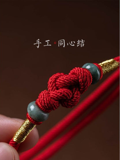 Red String Jade Luck Fortune Love Knot Braided Bracelet