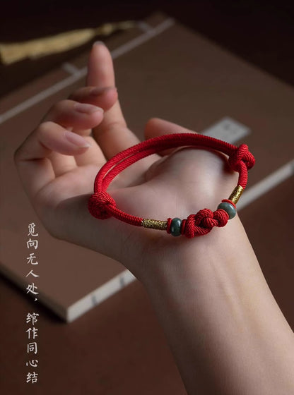 Red String Jade Luck Fortune Love Knot Braided Bracelet