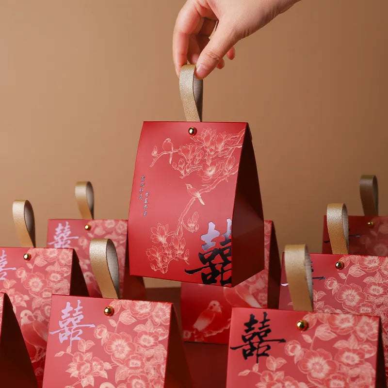 Red & Black Double Happiness Wedding Favor Box – Blossom & Bird  designs on a beige background