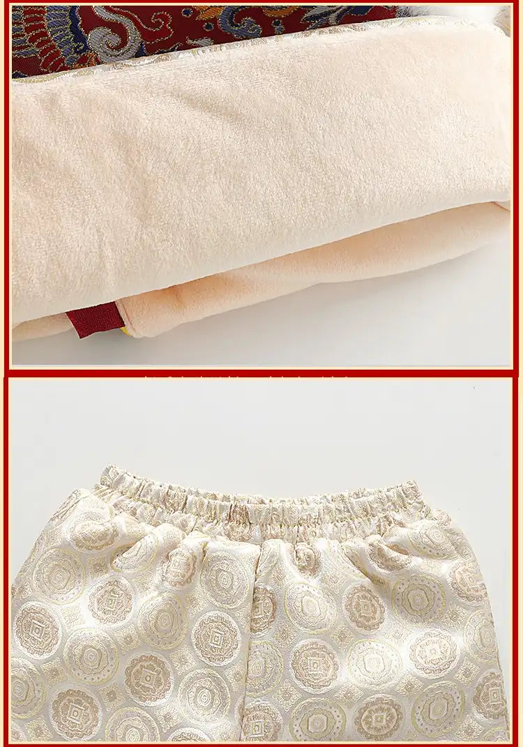 Red Quilted Chinese Baby Winter Tang Suit Set