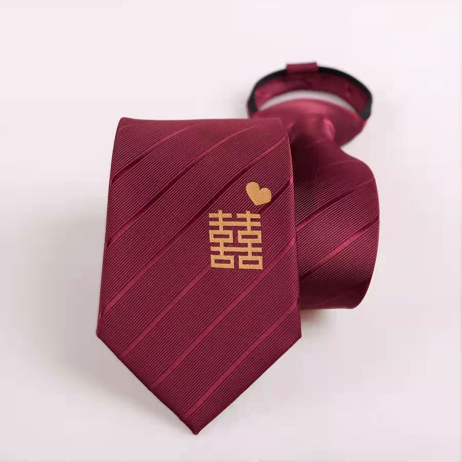 red double happiness groom wedding necktie