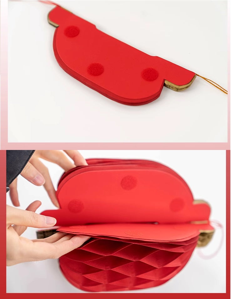 Traditional Red Honeycomb Lantern with Tassel (1 Pair)