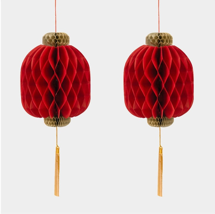  red honeycomb lantern oval shape