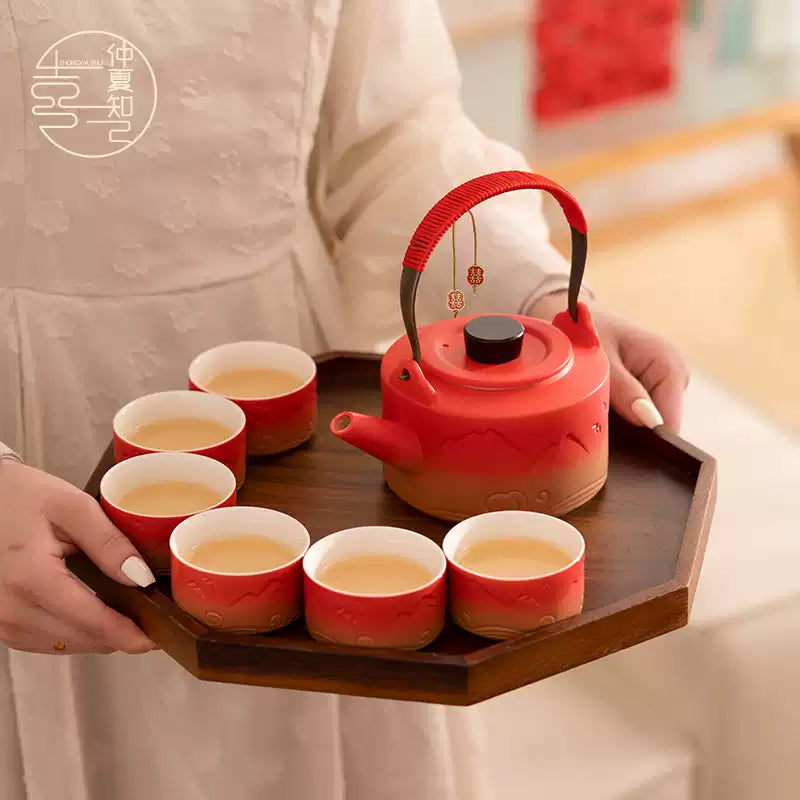 Traditional Chinese Wedding Ceramic Tea Set| Eternal Love