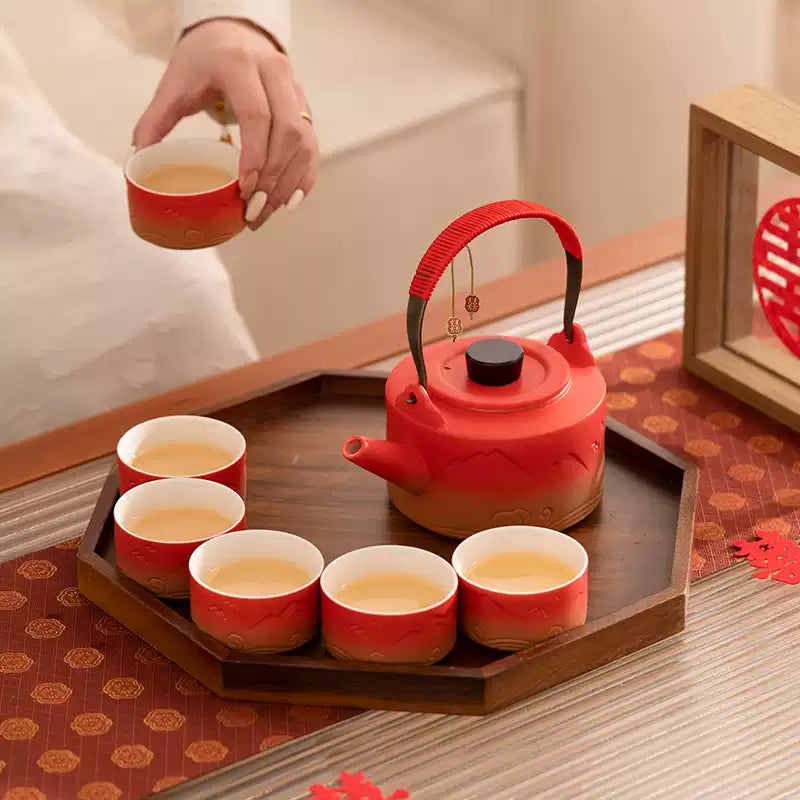 Traditional Chinese Wedding Ceramic Tea Set| Eternal Love