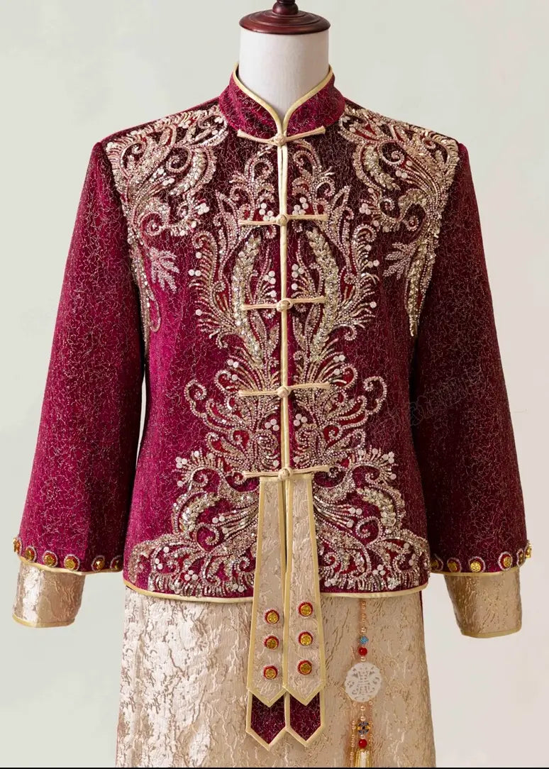 Traditional Chinese Groom Wedding Tang Suit Ma Gua