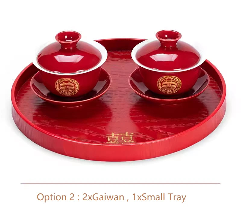 Traditional Chinese  Wedding Tea Gaiwan Set for tea ceremony