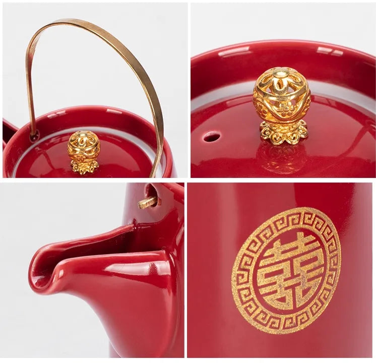 Traditional Chinese  Wedding Tea Gaiwan Set for tea ceremony