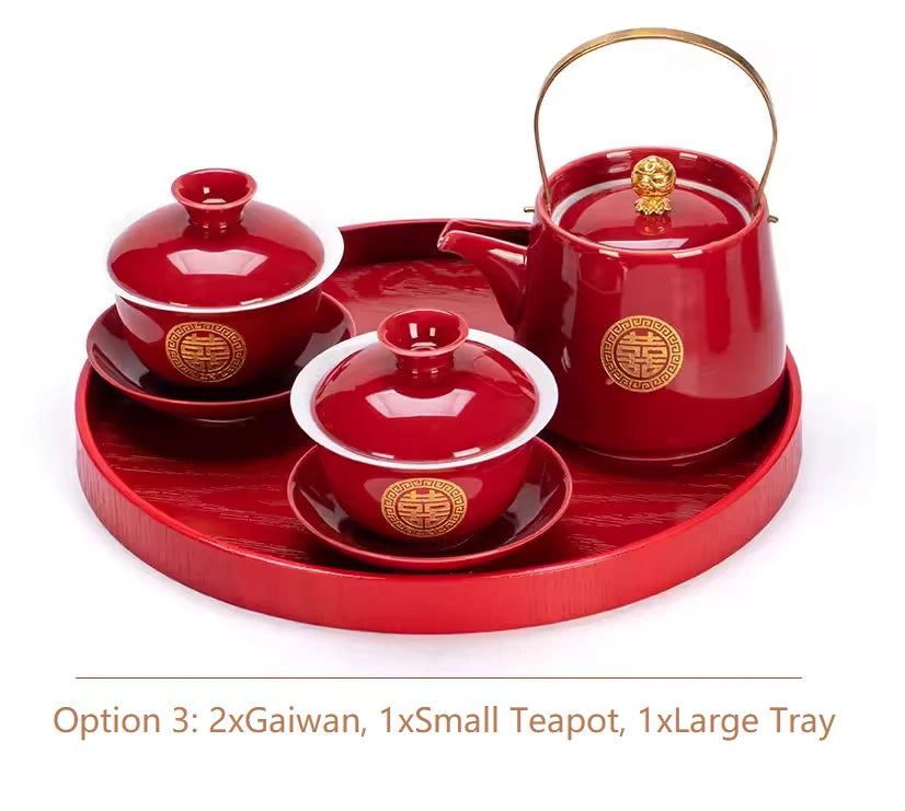 Traditional Chinese  Wedding Tea Gaiwan Set for tea ceremony