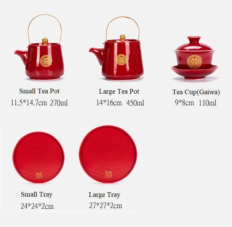 Traditional Chinese  Wedding Tea Gaiwan Set for tea ceremony