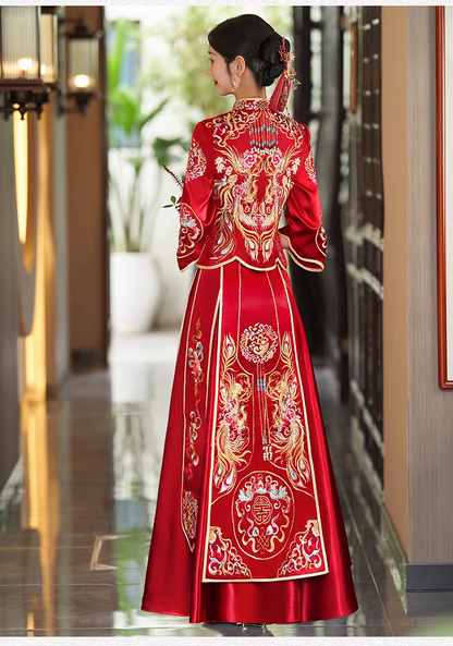 Traditonal Chinese Wedding Qun Kwa Dress | Peony