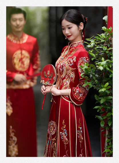 Traditonal Chinese Wedding Qun Kwa Dress | Peony