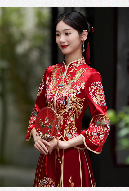 Traditonal Chinese Wedding Qun Kwa Dress | Peony