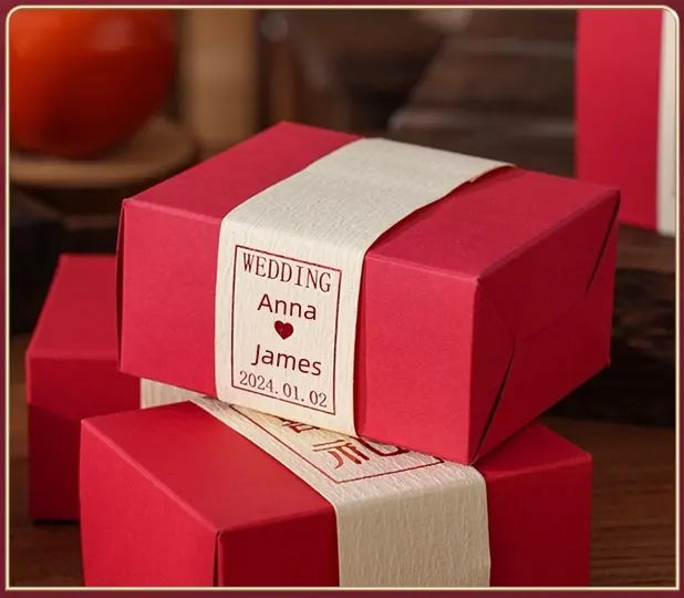 Personalized Red Double Happiness Chinese Wedding Favor Box (20pcs)