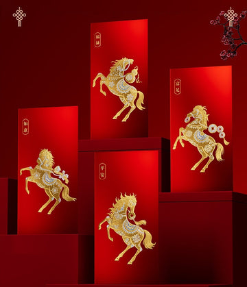 Year of the Horse Red Envelope – Premium Embossed Lucky Money Packet on a red background