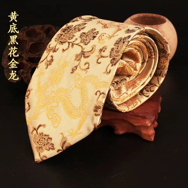  Yellow Brocade Dragon Necktie