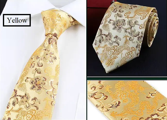  Yellow Brocade Dragon Necktie
